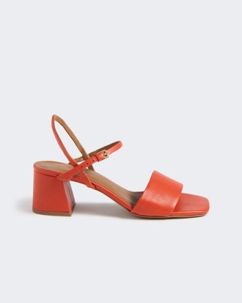 JIGSAW MARIA LEATHER HEEL SANDAL RED ~ chunky heeled slingback sandals