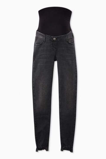 Topshop MATERNITY Washed Black Over Bump Jaggered Hem Jamie Jeans - flipped