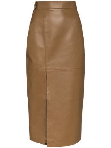 MATÉRIEL faux leather pencil skirt ~ front split midi skirts - flipped