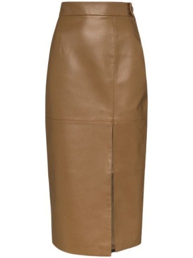 MATÉRIEL faux leather pencil skirt ~ front split midi skirts