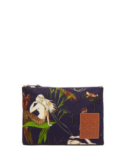 LOEWE PAULA’S IBIZA Mermaid printed canvas pouch | mermaids | sea inspired pouches