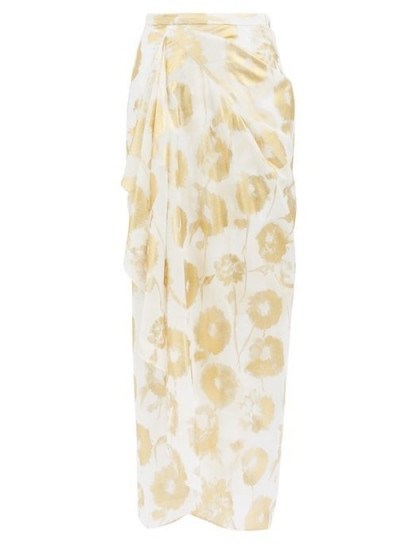 HALPERN Metallic floral-print cotton-voile skirt - flipped