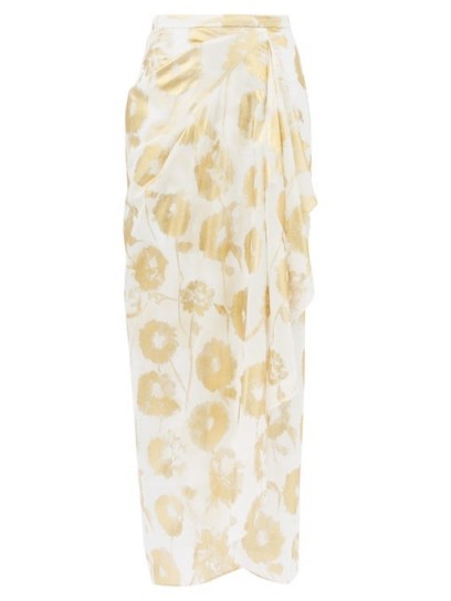 HALPERN Metallic floral-print cotton-voile skirt