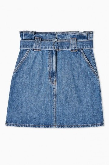 Topshop Mid Stone Skinny Belted Paperbag Skirt - flipped