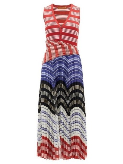 ALTUZARRA Milkweed striped stretch-knit plissé dress - flipped