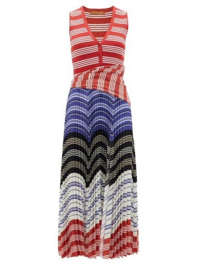 ALTUZARRA Milkweed striped stretch-knit plissé dress