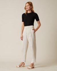 JIGSAW MINI CAVALRY TAB TROUSER CHALK ~ neutral summer pants ~ casual style clothing