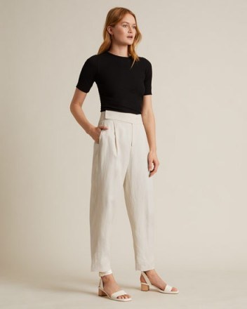 JIGSAW MINI CAVALRY TAB TROUSER CHALK ~ neutral summer pants ~ casual style clothing - flipped