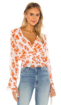 MISA Los Angeles Nina Top Orange Tie Dye / peplum blouse