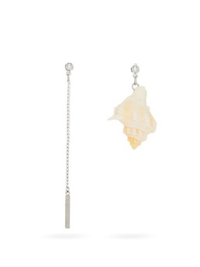MARINE SERRE Mismatched shell and chain earrings | inspired by the ocean | shells - flipped