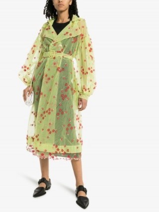 Moncler Genius 4 Moncler Simone Rocha Coronilla Floral Organza Trench Coat | transparent coats - flipped