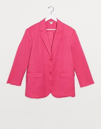Monki Grace satin blazer in pink ~ bright blazers & jackets