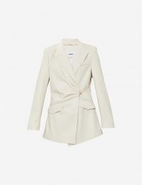 NANUSHKA Blair single-breasted vegan-leather blazer in off white