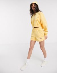 Nike crop retro terry towelling coord in yellow / topaz gold
