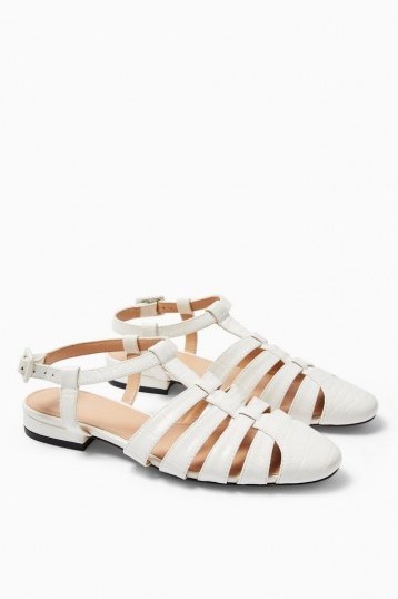 TOPSHOP OLIVE White Fisherman Shoes / cut-out flats - flipped