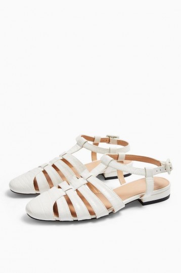 TOPSHOP OLIVE White Fisherman Shoes / cut-out flats