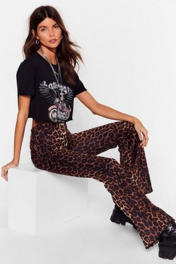 NASTY GAL On the Hunt Leopard Flare Pants - flipped
