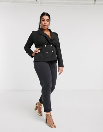 Outrageous Fortune Plus double breasted blazer in black