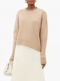 BOTTEGA VENETA Oversized cut-out rib-knitted sweater ~ asymmetrical hemlines