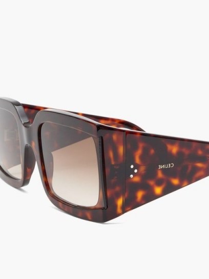 CELINE EYEWEAR Oversized squared tortoiseshell-acetate sunglasses ~ chic summer accessory - flipped