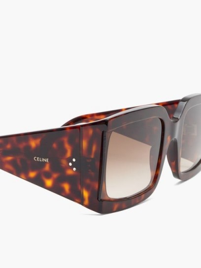 CELINE EYEWEAR Oversized squared tortoiseshell-acetate sunglasses ~ chic summer accessory