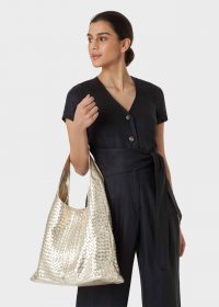 HOBBS PAISLEY TOTE BAG METALLIC / large luxe style handbags