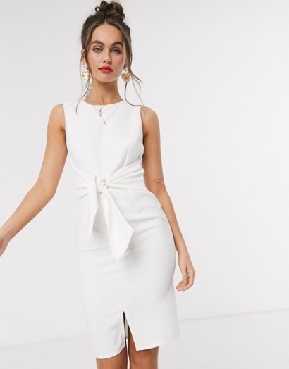Paper Dolls sleeveless knot front pencil dress in white – lwd - flipped