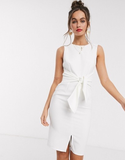 Paper Dolls sleeveless knot front pencil dress in white – lwd