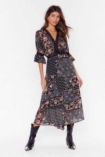 NASTY GAL Patch Me If You Can Mixed Print Maxi Dress / mixed spots & florals - flipped