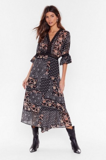NASTY GAL Patch Me If You Can Mixed Print Maxi Dress / mixed spots & florals
