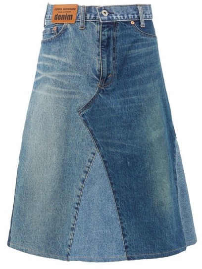 JUNYA WATANABE Patchwork denim midi skirt ~ classic A-line design