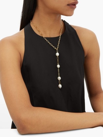 TIMELESS PEARLY Pearl-drop gold-plated necklace ~ longline necklaces