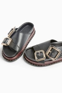 Topshop PIA Black Buckle Footbed Sandals | summer shoes