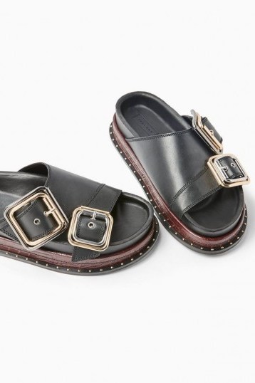 Topshop PIA Black Buckle Footbed Sandals | summer shoes - flipped