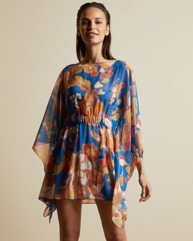 TED BAKER ROSLINA Pinata square cover up bright blue / glamorous cover ups / poolside fashion - flipped
