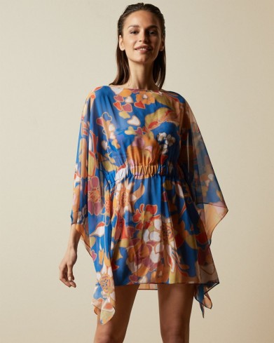 TED BAKER ROSLINA Pinata square cover up bright blue / glamorous cover ups / poolside fashion