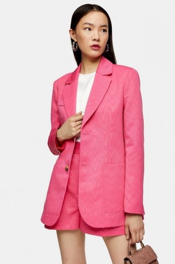TOPSHOP Pink Grandad Single Breasted Blazer – bright blazers - flipped