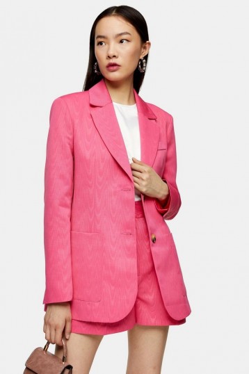 TOPSHOP Pink Grandad Single Breasted Blazer – bright blazers