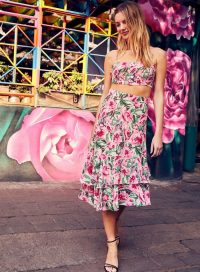 MISS SELFRIDGE Pink 80’S Floral Print Midi Skirt