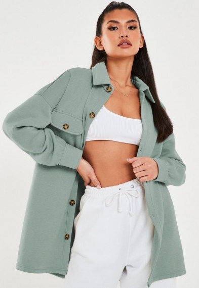 MISSGUIDED plus size sage soft button shacket ~ shackets - flipped