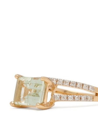 MATEO Point of Focus diamond, amethyst & 14kt gold ring ~ green amethysts ~ diamonds - flipped
