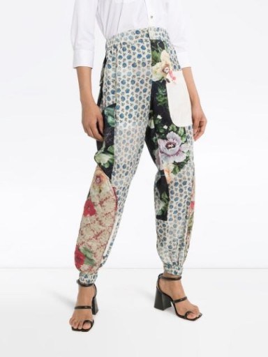 PREEN BY THORNTON BREGAZZI Eimi patchwork trousers ~ cuffed, mixed print pants - flipped