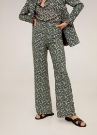 MANGO FLORY Printed straight trousers green