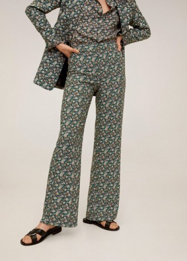 MANGO FLORY Printed straight trousers green - flipped