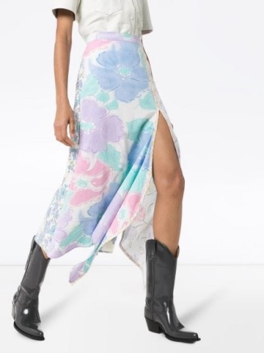 RAVE REVIEW Issa floral-print midi skirt / floaty asymmetric skirts