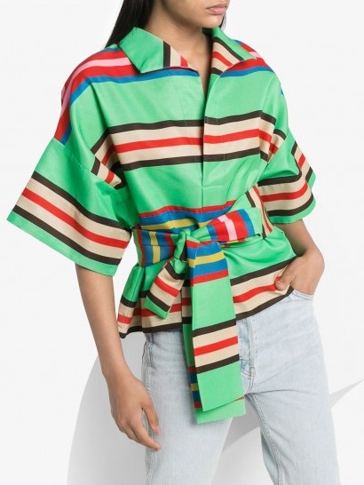 RIANNA + NINA Claudia striped belted blouse ~ vintage colours - flipped