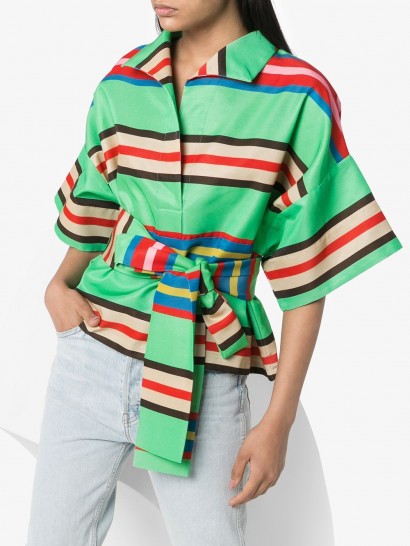 RIANNA + NINA Claudia striped belted blouse ~ vintage colours