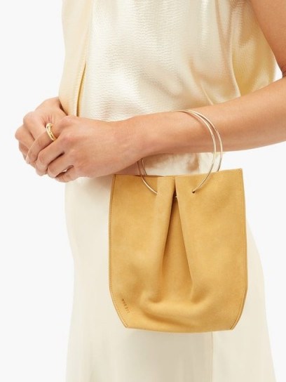THE ROW Ring-handle pastel-yellow suede tote bag - flipped