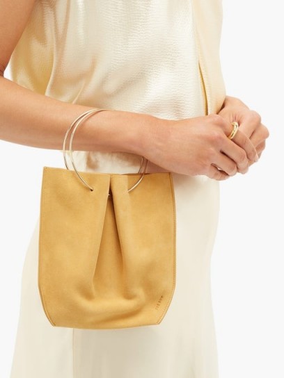 THE ROW Ring-handle pastel-yellow suede tote bag