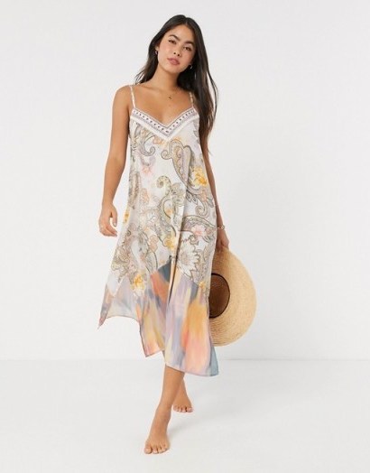 River Island paisley print midi beach dress in cream - flipped